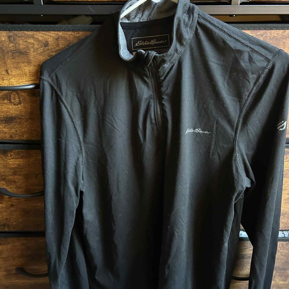 Eddie Bauer Charcoal Lightweight Shirt Jacket with Quarter-Zip
